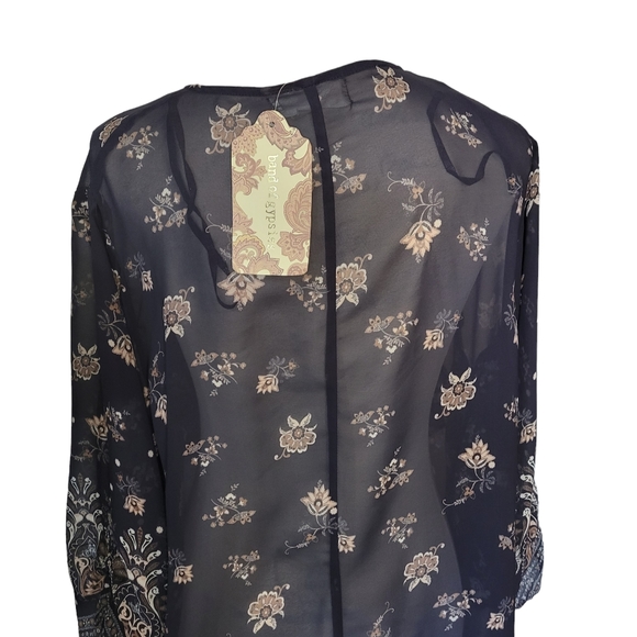 Band of gypsies sheer kimono cardigan cover up blue floral pattern size medium - Picture 7 of 7
